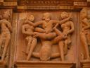 Forget the fact that the temples are a millenium old, that they are masterpieces of Indian architecture and that their statuary is amazing. Most people come for the S-E-X. Khajurahos temples are most well known for their Kama Sutra-ish sex scenes. Why? Many think that the Hindus of that era considered sex and meditation equal and complimentary paths towards enlightenment.